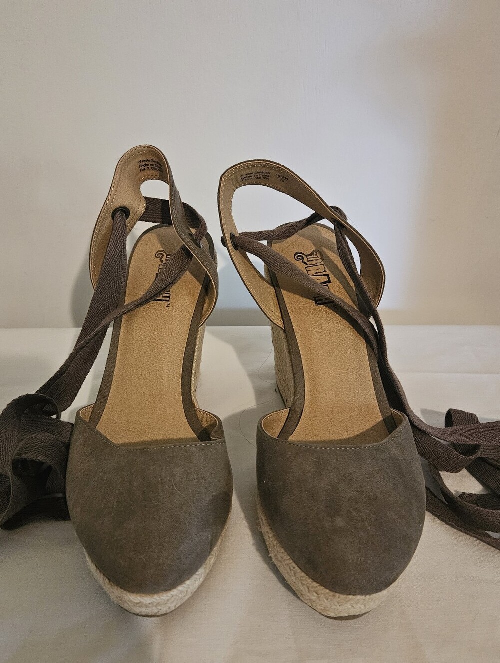 Brash Womens Ankle Wrap Espadrilles Wedges Size 8 Taupe Summer Vacation